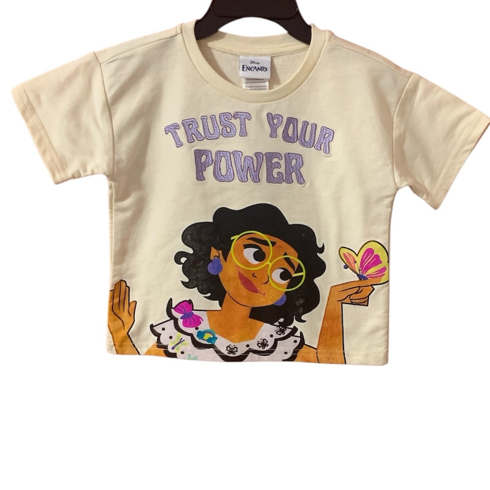 Disney Cream and Purple Short Sleeve Tee Girls 6/6X